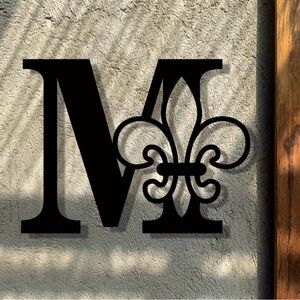 Metal Fleur de Lis Initial “M”